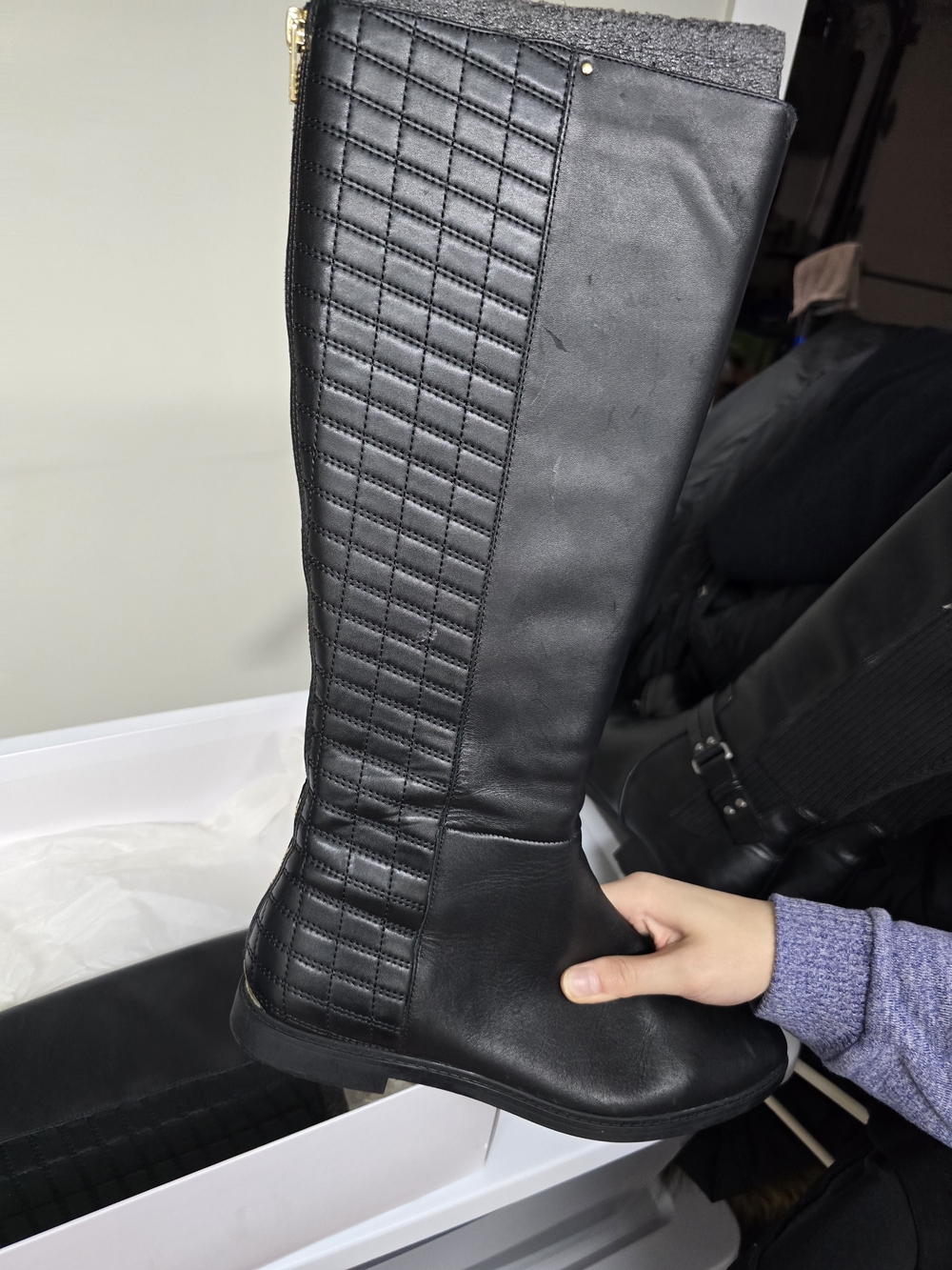 Calvin Klein Black Quilted Over-the-Knee Boots